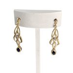 Boucles d'oreilles d'occasion or 750 jaune diamant saphir - vue 1
