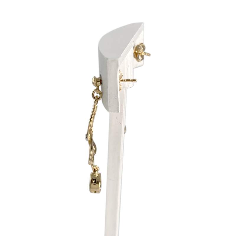 Boucles d'oreilles d'occasion or 750 jaune diamant saphir - vue 2