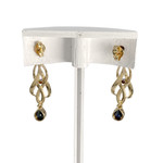 Boucles d'oreilles d'occasion or 750 jaune diamant saphir - vue 3
