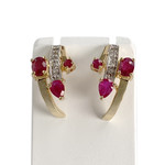 Boucles d'oreilles d'occasion or 750 2 tons diamants rubis - vue 1