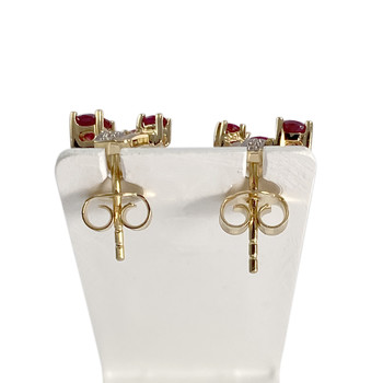 Boucles d'oreilles d'occasion or 750 2 tons diamants rubis