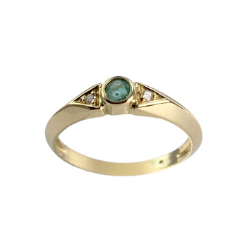 Bague d'occasion or 750 jaune diamants émeraude