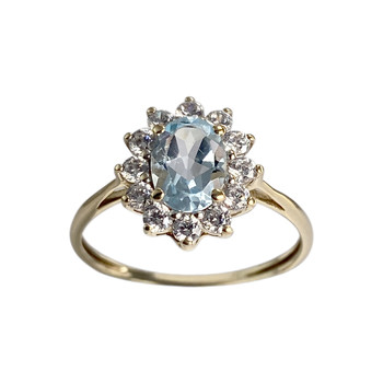 Bague d'occasion or 375 jaunezirconias topaze bleue