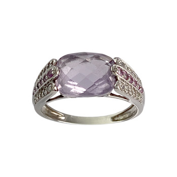 Bague d'occasion or 750 blanc diamant saphir rose amethyste