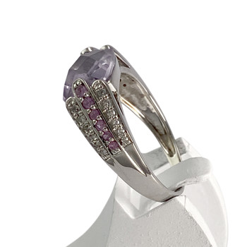 Bague d'occasion or 750 blanc diamant saphir rose amethyste