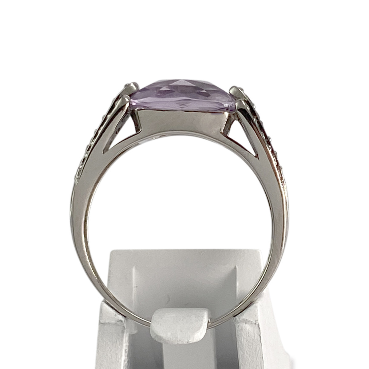 Bague d'occasion or 750 blanc diamant saphir rose amethyste - vue 3