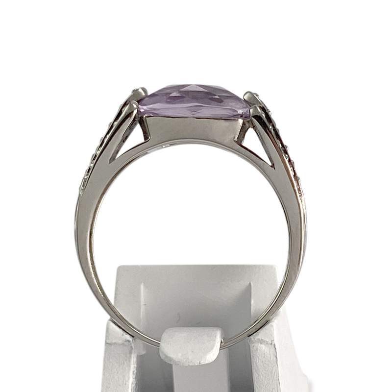 Bague d'occasion or 750 blanc diamant saphir rose amethyste - vue 3