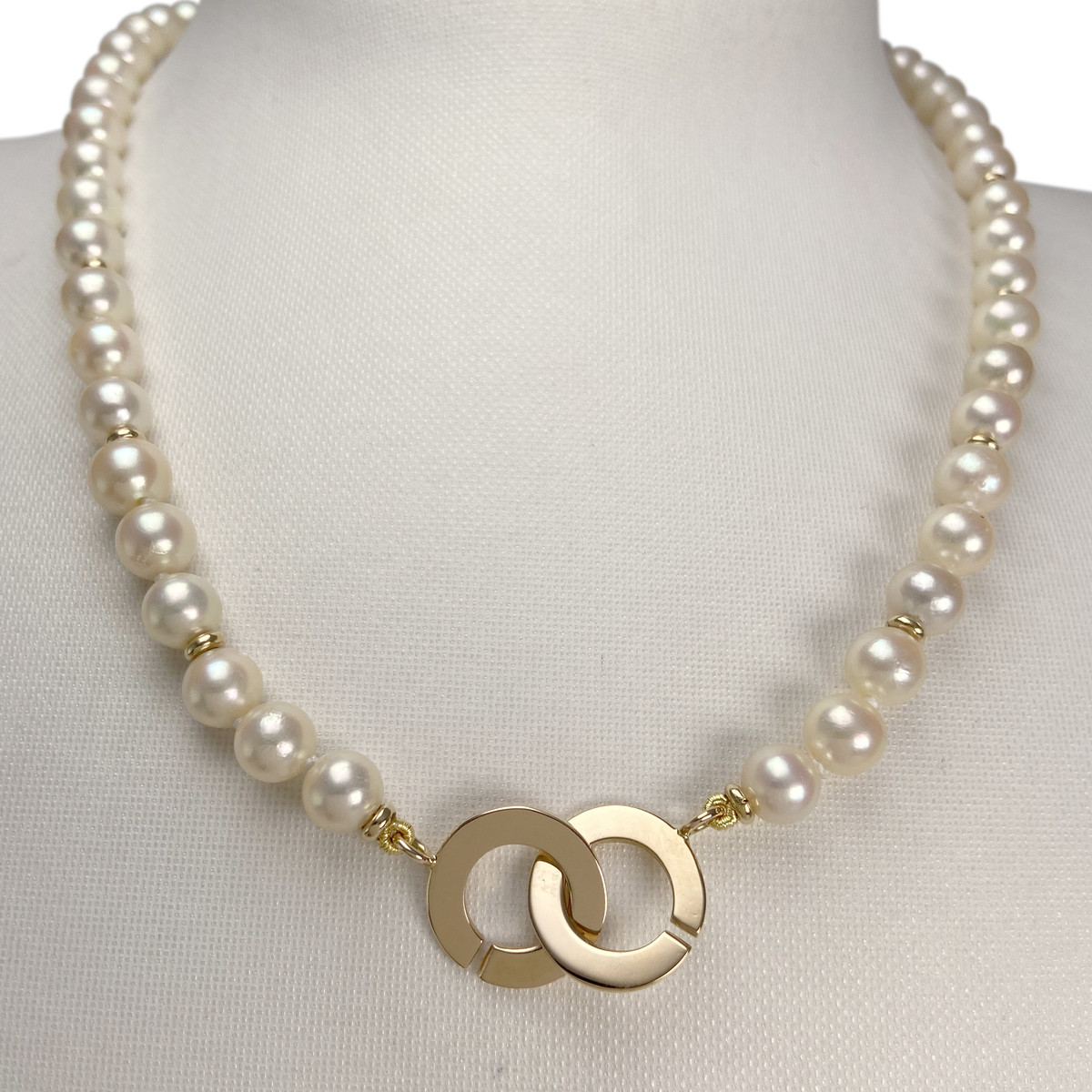 Collier d'occasion or 750 jaune perles de culture - vue 2