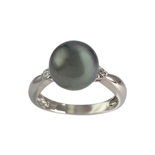 Bague d'occasion or 750 blanc diamant perle de culture