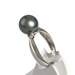 Bague d'occasion or 750 blanc diamant perle de culture - vue 2