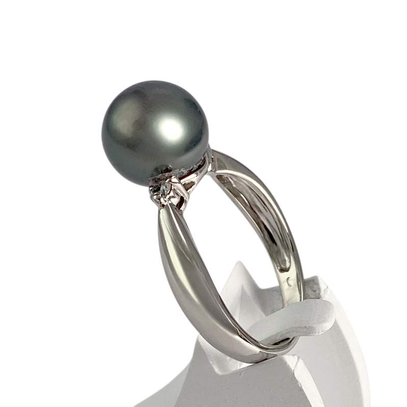 Bague d'occasion or 750 blanc diamant perle de culture - vue 2