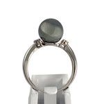 Bague d'occasion or 750 blanc diamant perle de culture - vue 3