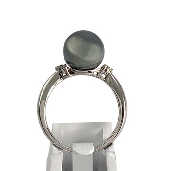 Bague d'occasion or 750 blanc diamant perle de culture