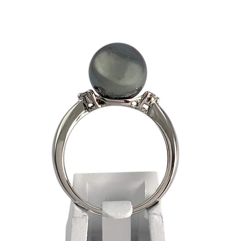 Bague d'occasion or 750 blanc diamant perle de culture - vue 3