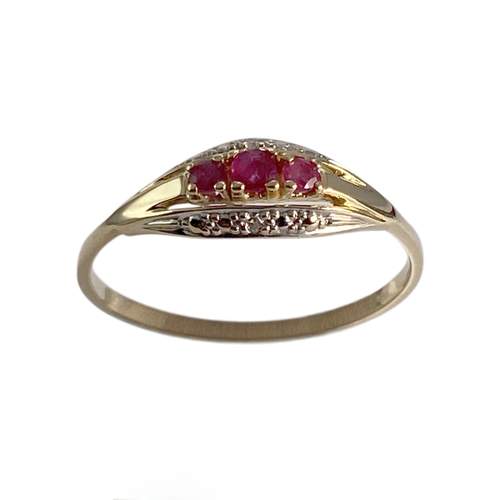 Bague d'occasion or 750 2 tons rubis diamant