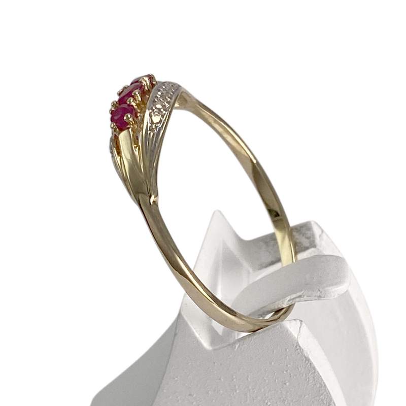 Bague d'occasion or 750 2 tons rubis diamant - vue 2