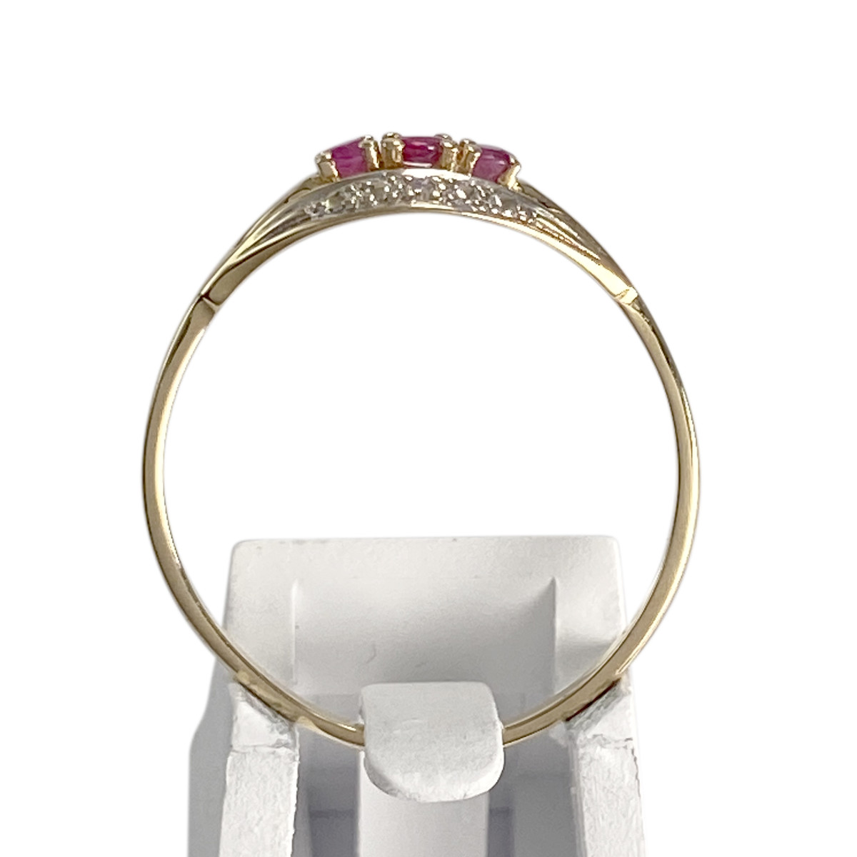 Bague d'occasion or 750 2 tons rubis diamant - vue 3