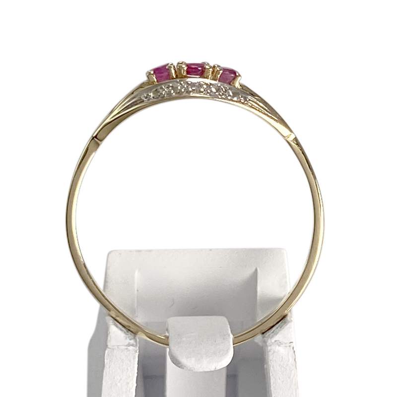 Bague d'occasion or 750 2 tons rubis diamant - vue 3