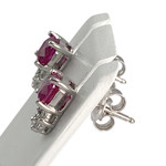 Boucles d'oreilles d'occasion or 750 blanc diamants rubis - vue 2