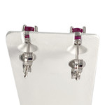 Boucles d'oreilles d'occasion or 750 blanc diamants rubis - vue 3