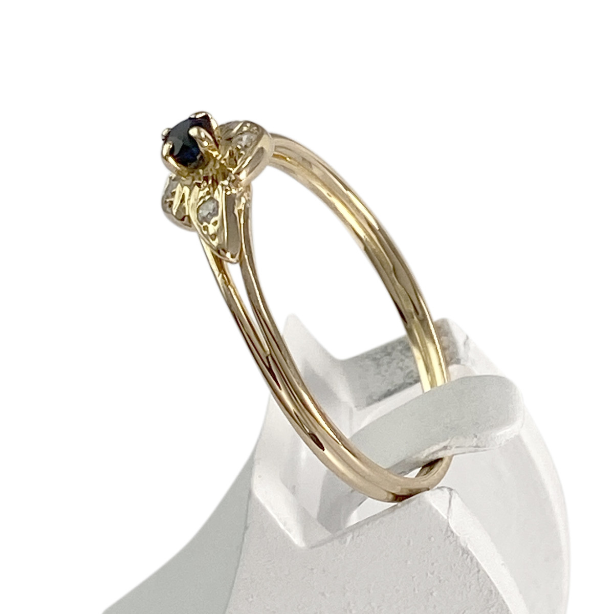 Bague d'occasion or 750 jaune saphir diamant - vue 2