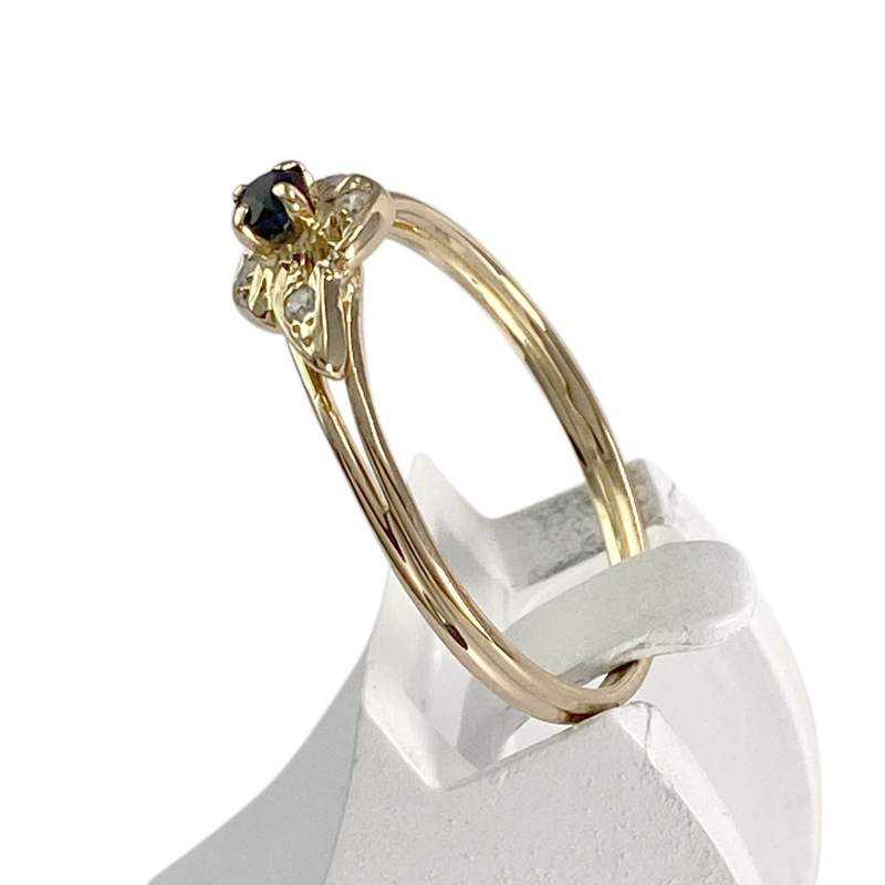 Bague d'occasion or 750 jaune saphir diamant - vue 2
