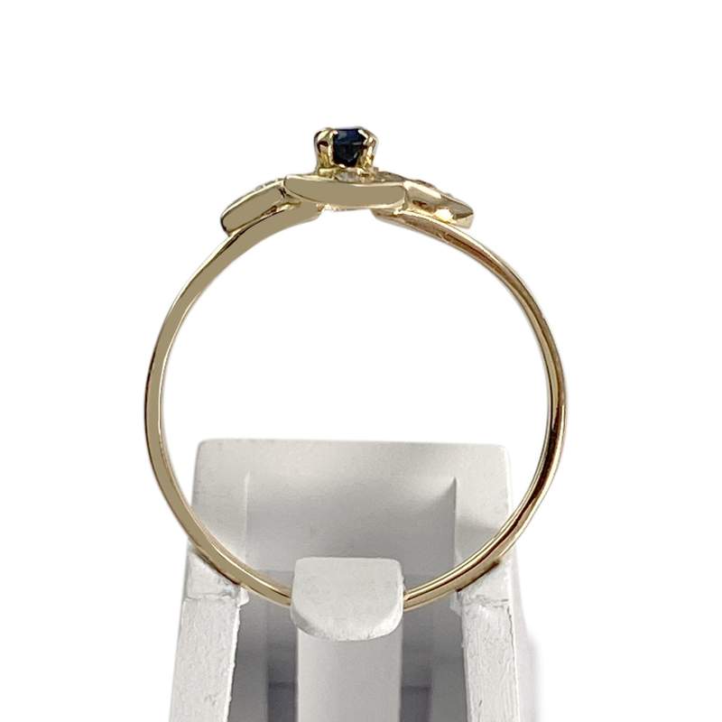 Bague d'occasion or 750 jaune saphir diamant - vue 3