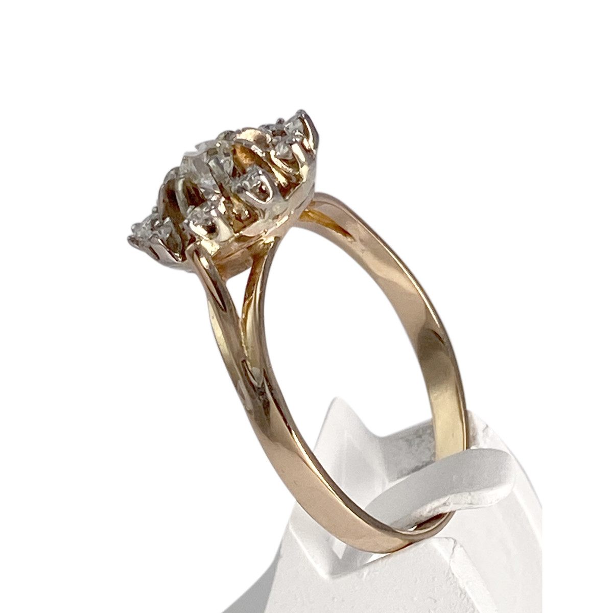 Bague d'occasion 2 ors 750 fleur diamants - vue 2