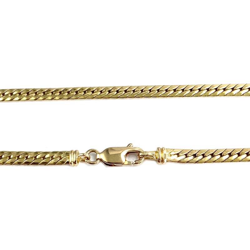 Collier d'occasion  or 750 2 tons maille anglaise diamants saphir - vue 3