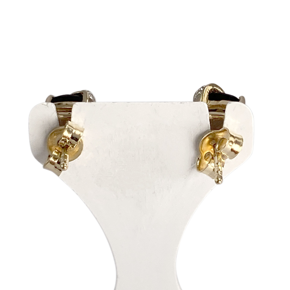 Boucles d'oreilles d'occasion or 750 2 tons diamant quartz fumé - vue 3