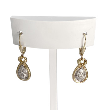Boucles d'oreilles d'occasion  or 375 2 tons diamant diamant