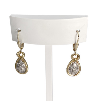 Boucles d'oreilles d'occasion  or 375 2 tons diamant diamant