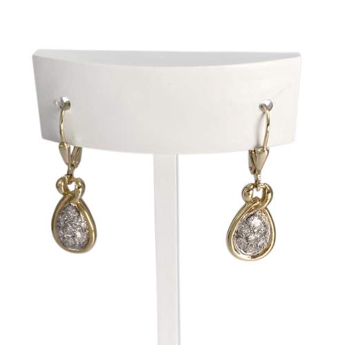 Boucles d'oreilles d'occasion  or 375 2 tons diamant diamant