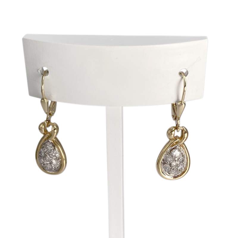 Boucles d'oreilles d'occasion  or 375 2 tons diamant diamant - vue 1