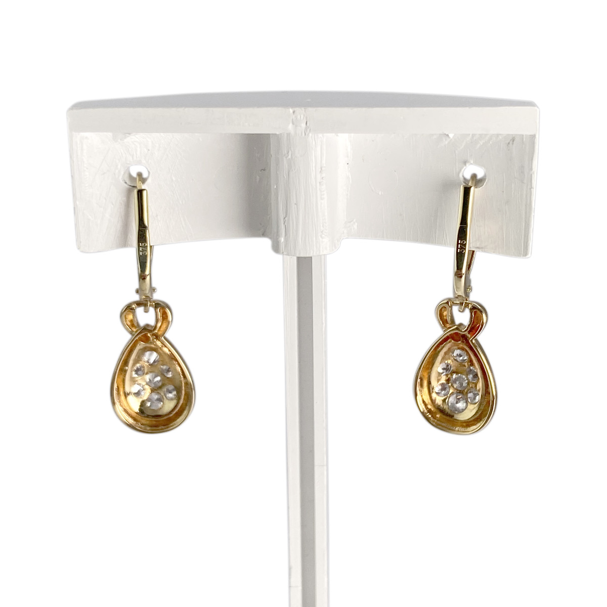 Boucles d'oreilles d'occasion  or 375 2 tons diamant diamant - vue 3