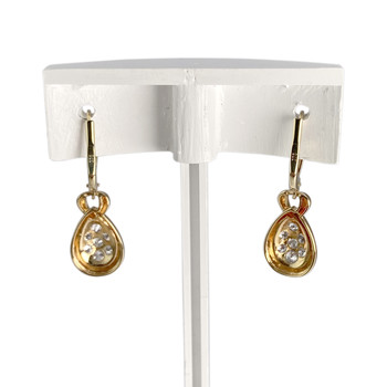 Boucles d'oreilles d'occasion  or 375 2 tons diamant diamant