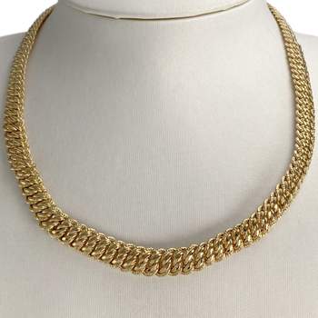 Tweedehands ketting van 750 geelgoud, Amerikaanse schakelketting, 46 cm