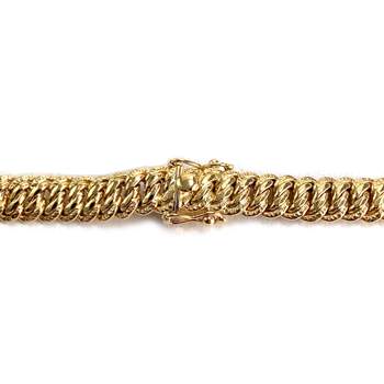 Tweedehands ketting van 750 geelgoud, Amerikaanse schakelketting, 46 cm