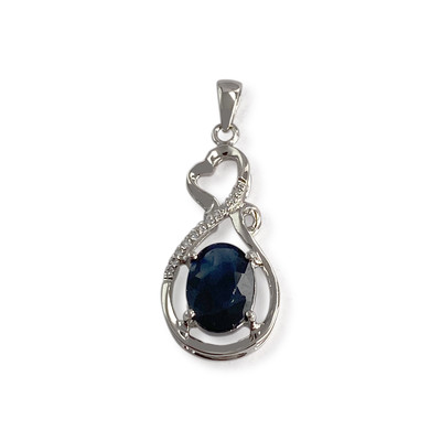 Pendentif d'occasion or 750 blanc saphir zirconias - vue 1