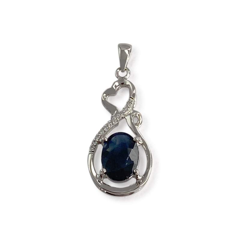 Pendentif d'occasion or 750 blanc saphir zirconias - vue 1