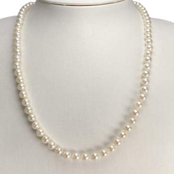 Collier d'occasion en or jaune 750, perles de culture et diamants, 80 cm