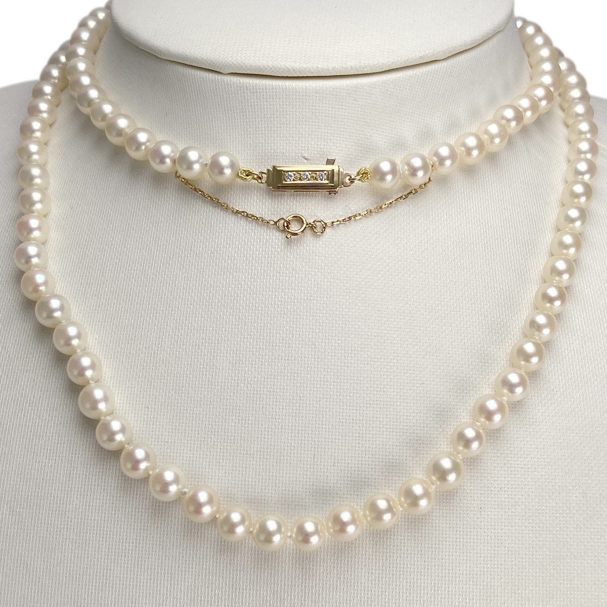 Collier d'occasion or 750 jaune perle de culture diamant - vue 3