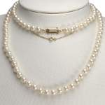 Collier d'occasion en or jaune 750, perles de culture et diamants, 80 cm - vue 3