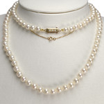 Collier d'occasion or 750 jaune perle de culture diamant - vue 3