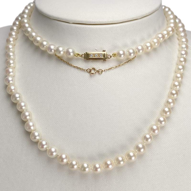 Collier d'occasion or 750 jaune perle de culture diamant - vue 3