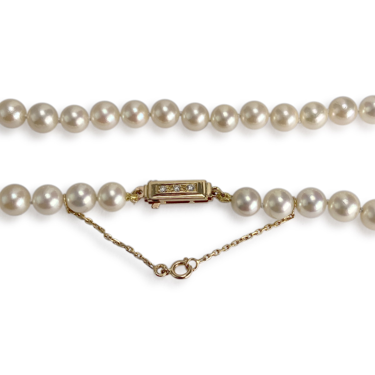 Collier d'occasion or 750 jaune perle de culture diamant - vue 4
