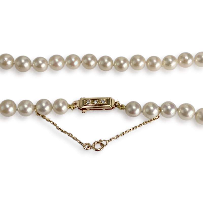 Collier d'occasion or 750 jaune perle de culture diamant - vue 4