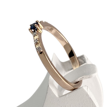 Tweedehands MAUBOUSSIN-ring van 750 geelgoud met diamant en saffier