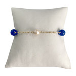 Bracelet d'occasion or 750 jaune maille fantaisie perle de culture agate - vue 1