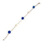 Bracelet d'occasion or 750 jaune maille fantaisie perle de culture agate - vue 2